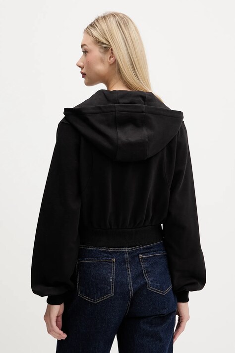 Tommy Jeans hanorac de bumbac culoarea negru, cu glugă, uni, DW0DW21590