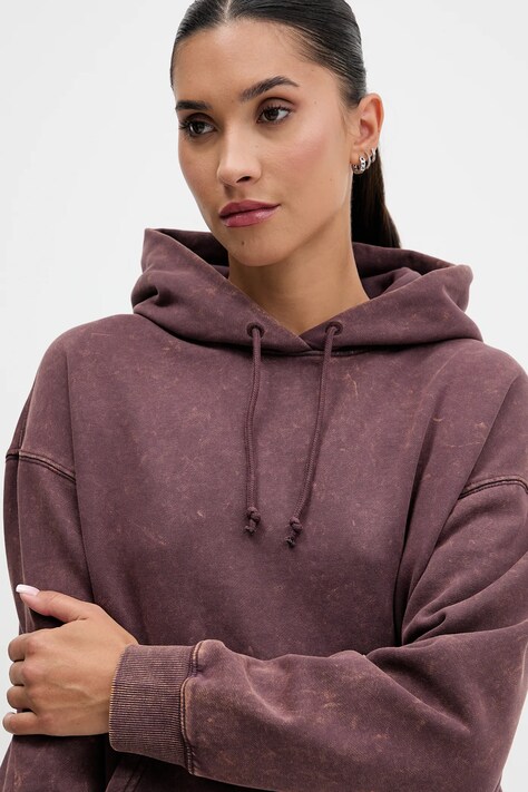 Tommy Jeans bluza damska kolor brązowy z kapturem gładka DW0DW21609
