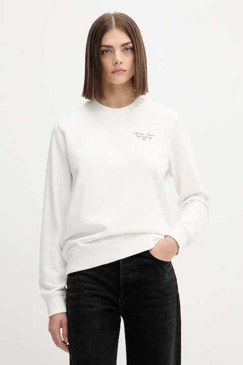 Tommy Jeans bluza bawełniana damska kolor biały z nadrukiem DW0DW21960