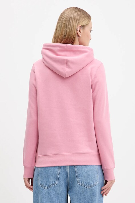 Tommy Jeans bluza damska kolor różowy z kapturem z nadrukiem DW0DW21963