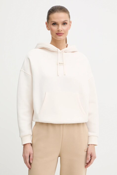 Armani Exchange bluza damska kolor beżowy z kapturem gładka XW000745 AF16134