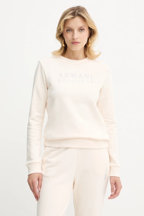 Bavlnená mikina Armani Exchange béžová farba, jednofarebná, XW000985 AF14284