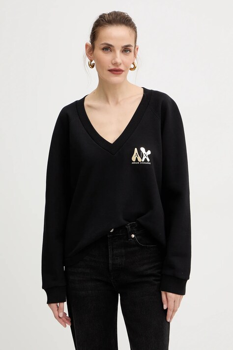 Хлопковая кофта Armani Exchange цвет чёрный с принтом XW001461 AF16192