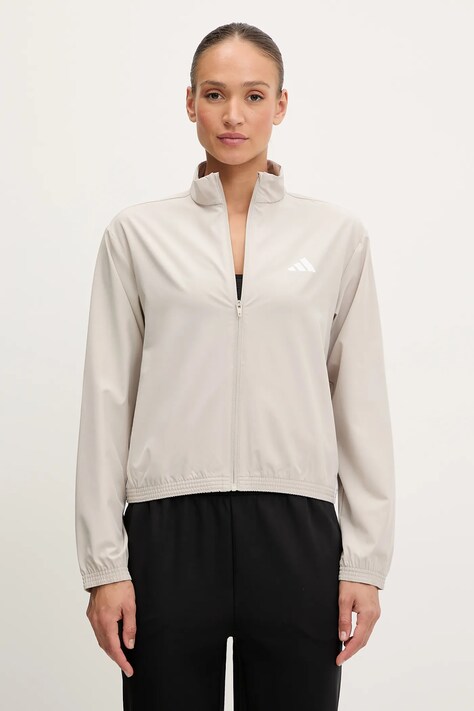 Tréninková mikina adidas Performance Train Essentials dámská, béžová barva, vzorovaná, JE6173