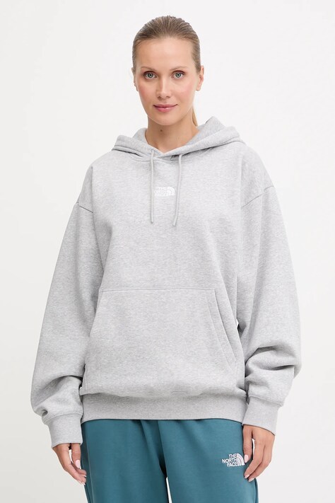Μπλούζα The North Face Essential χρώμα: γκρι, με κουκούλα, NF0A89ENDYX1