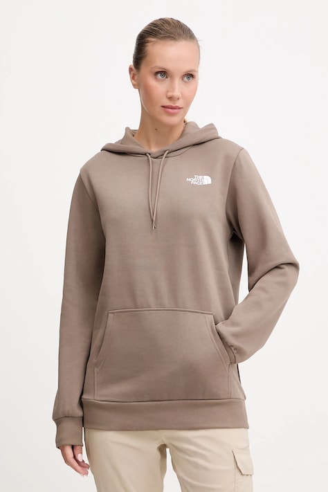 Μπλούζα The North Face Simple Dome χρώμα: καφέ, με κουκούλα, NF0A89EYBOW1