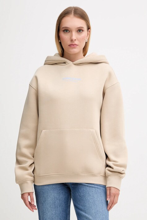 Mikina Alpha Industries béžová farba, s kapucňou, s potlačou, 156042.627