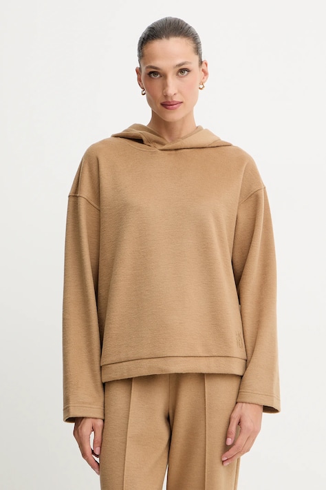 Φούτερ με προσθήκη μαλλιού Weekend Max Mara OSCURI χρώμα: πράσινο, με κουκούλα, 2525926012600