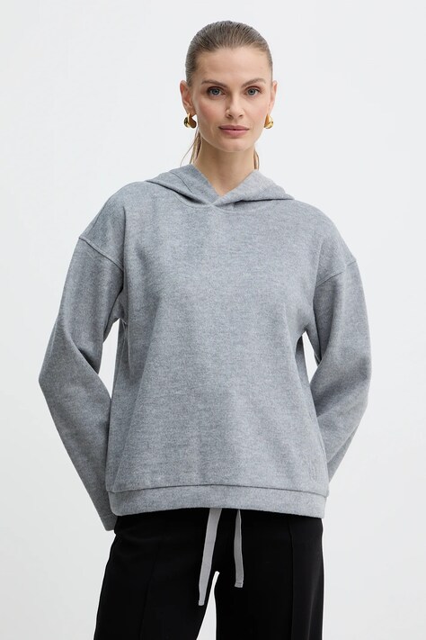 Mikina s příměsí vlny Weekend Max Mara OSCURI šedá barva, s kapucí, 2525926012600