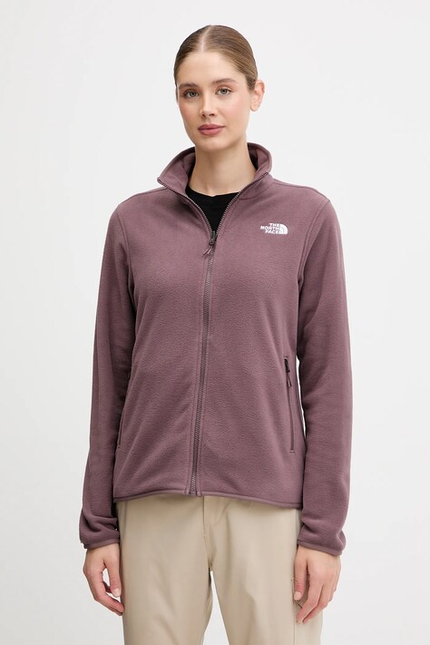 Fleecová mikina The North Face dámská, hnědá barva, hladká, NF0A8D2FBQ71
