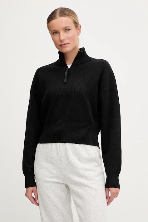 The North Face sweter z dodatkiem wełny damski kolor czarny z golfem NF0A8E79JK31