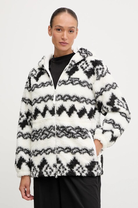 Columbia bluza polarowa Rare Escape kolor czarny z kapturem wzorzysta 2135371