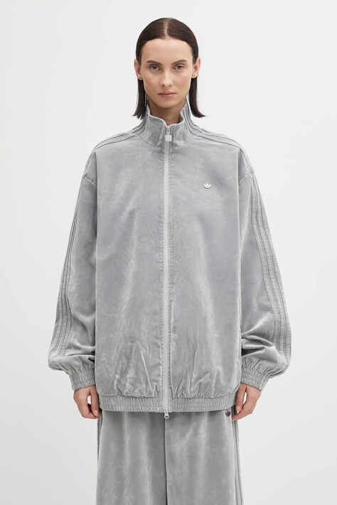 adidas Originals bluza welurowa Fb Os Tt damska kolor szary gładka JW7330