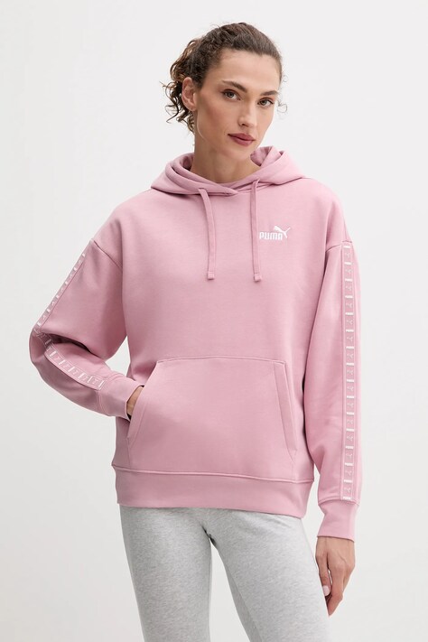 Puma bluza damska kolor różowy z kapturem gładka 688096
