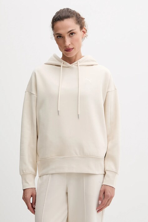 Puma bluza damska kolor beżowy z kapturem 688151