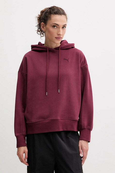 Puma bluza damska kolor bordowy z kapturem 688151