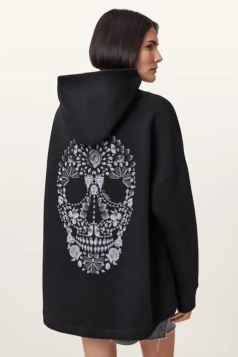 Кофта AllSaints SHKULL цвет чёрный с капюшоном W144JC