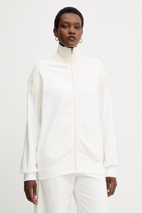 Ermanno Firenze felpa in misto lana donna colore bianco con applicazione D474M606LEM