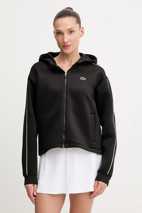 Lacoste bluza damska kolor czarny z kapturem SF8641