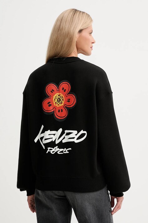 Kenzo pamut melegítőfelső Kenzo x Futura fekete, nyomott mintás, FF62SW4504MB