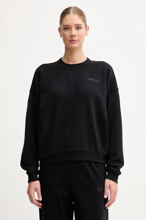 Dkny bluza bawełniana damska kolor czarny gładka DP5T1406