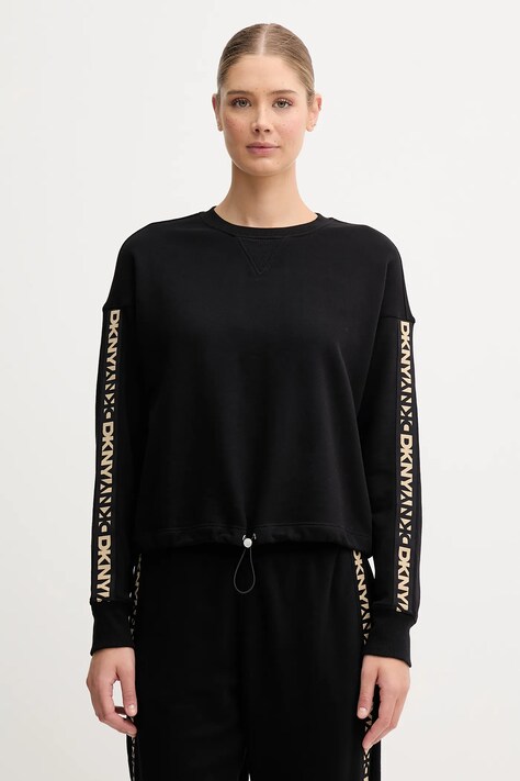 Dkny bluza bawełniana damska kolor czarny z aplikacją DP5T1414