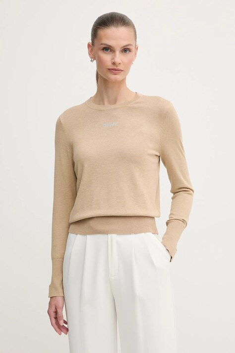 Dkny sweter damski kolor beżowy lekki DJ5R0743