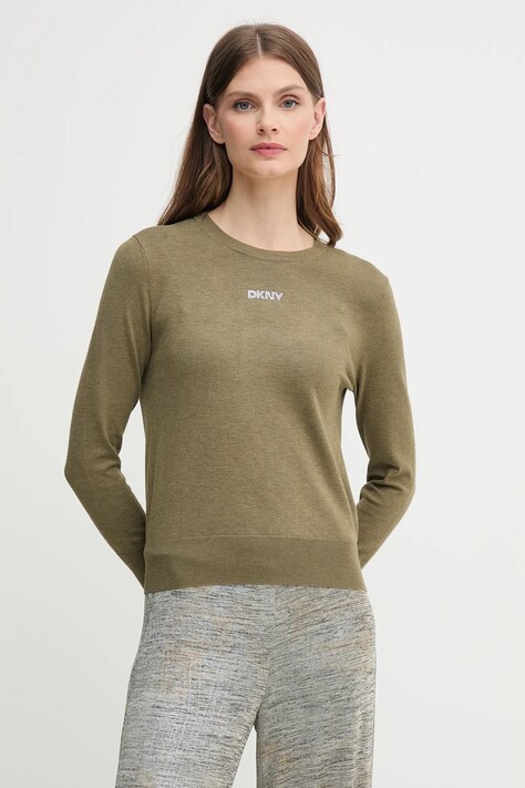 Dkny sweter damski kolor zielony lekki DJ5R0743