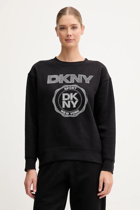 Mikina Dkny dámská, černá barva, s potiskem, DP5T1340