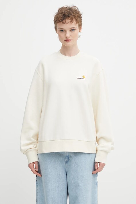 Carhartt WIP bluza W' American Script damska kolor beżowy gładka I033649.05XX
