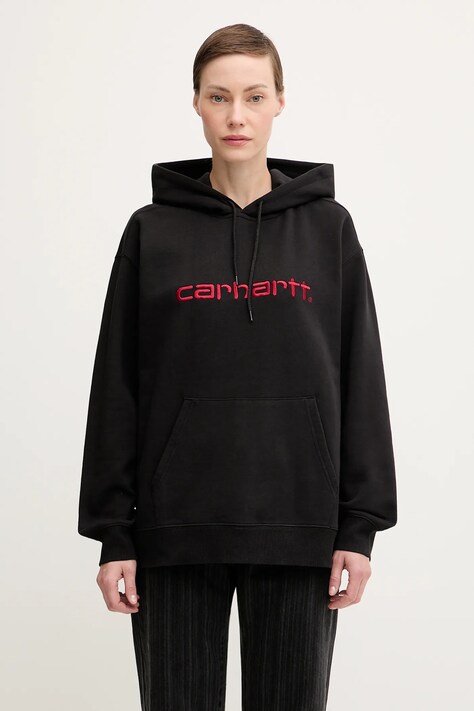Carhartt WIP bluza W' Hooded Carhartt damska kolor czarny z kapturem wzorzysta I033648.31YXX