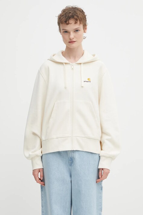 Carhartt WIP felpa W'''''''' HD American Script donna colore beige con cappuccio I033057.05XX