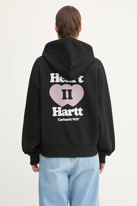 Carhartt WIP bluza bawełniana W' Hooded Heart II Hartt damska kolor czarny z kapturem wzorzysta I035242.89XX