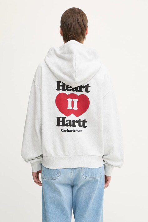 Bavlnená mikina Carhartt WIP W' Hooded Heart II Hartt biela farba, s kapucňou, s potlačou, I035242.482XX