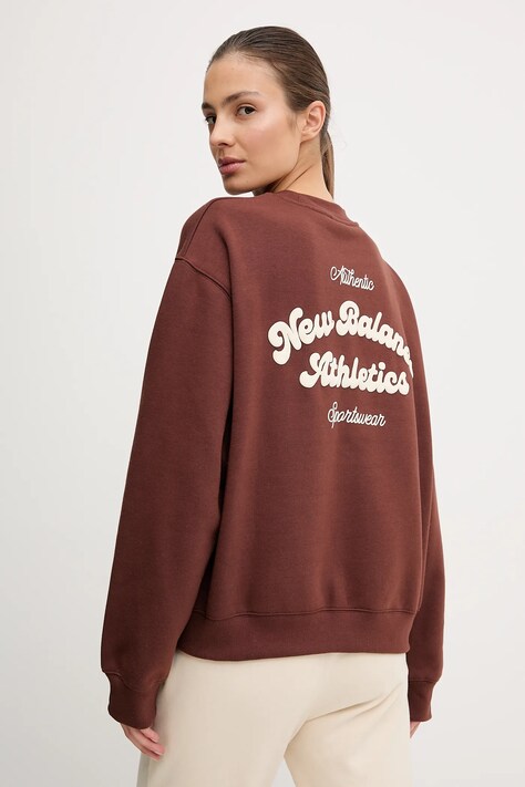 New Balance bluza damska kolor brązowy z aplikacją WT53516ROK