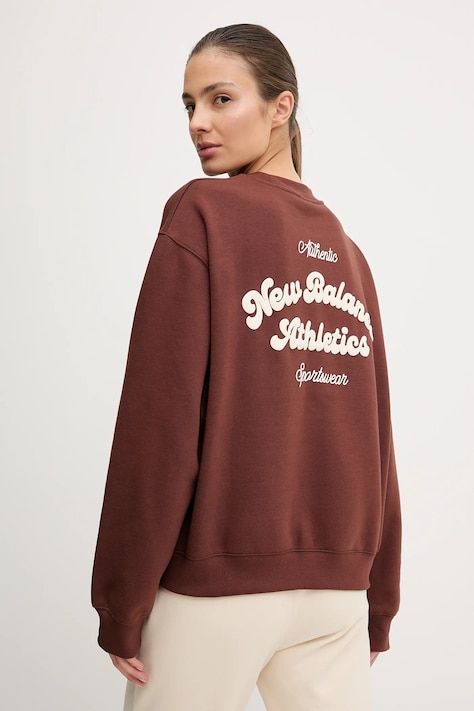 New Balance bluza damska kolor brązowy z aplikacją WT53516ROK