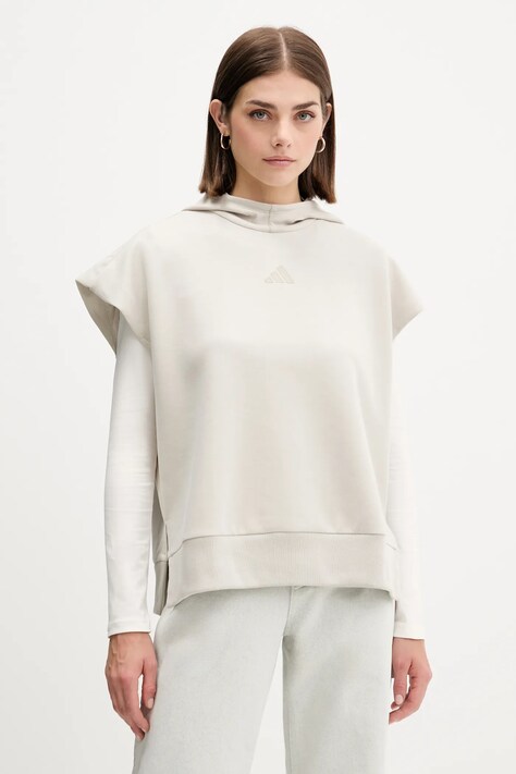 Кофта adidas ALL SZN цвет бежевый с капюшоном однотонная JV9887