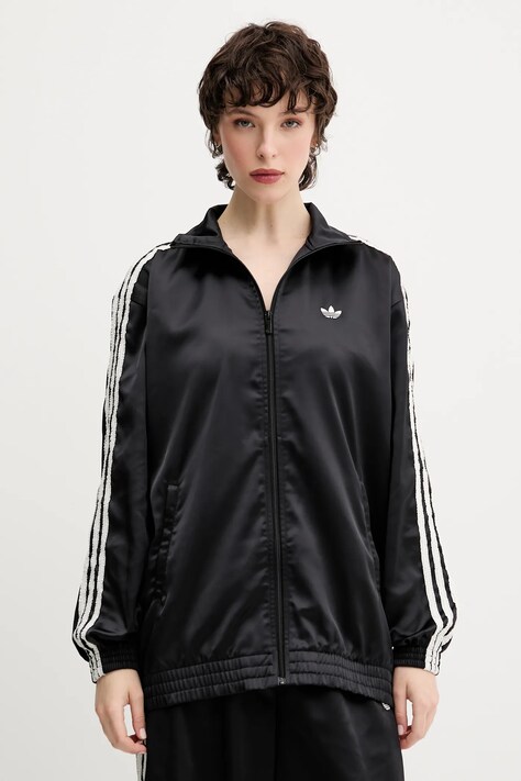 adidas Originals bluză Satin Tt culoarea negru, cu imprimeu, KC8810