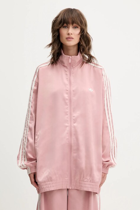 adidas Originals bluză Satin Tt culoarea roz, cu imprimeu, KC8812