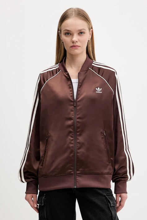 Dukserica adidas Originals Sst Satin Tt za žene, boja: smeđa, s aplikacijom, KH1568