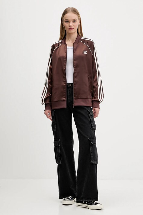 adidas Originals bluza Sst Satin Tt damska kolor brązowy z aplikacją KH1568