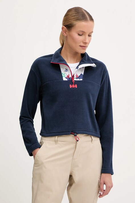 Dukserica od flisa Helly Hansen DAYBREAKER boja: tamno plava, s aplikacijom, 49561