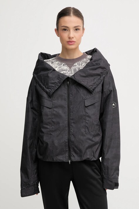 adidas by Stella McCartney jachetă de antrenament culoarea negru, de tranziție, oversize, JV7035