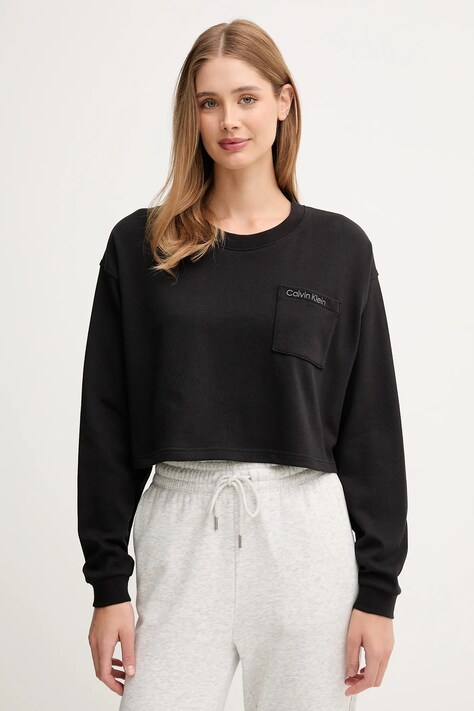 Calvin Klein Underwear bluza bawełniana damska kolor czarny gładka LV00QS7516