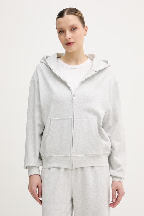 Tommy Hilfiger jopica s kapuco ženska z bombažem siva UW0UW06093