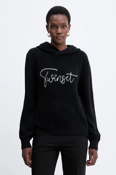 Twinset sweter z domieszką wełny damska kolor czarny 252LL3EAA