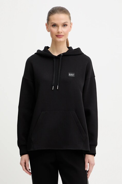 Armani Exchange bluza damska kolor czarny z kapturem gładka XW000987 AF10818