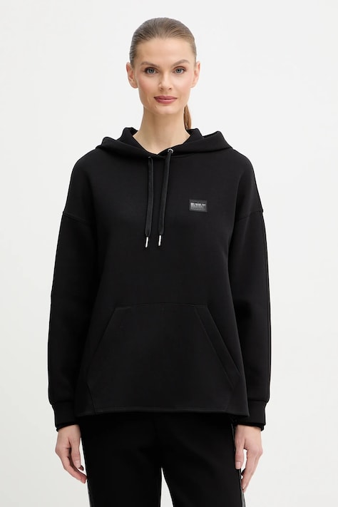 Armani Exchange bluza damska kolor czarny z kapturem gładka XW000987 AF10818