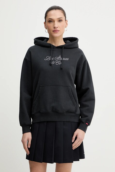 Levi's bluza bawełniana damska kolor szary z kapturem gładka A7296