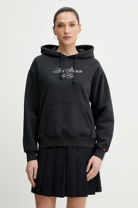 Levi's bluza bawełniana damska kolor szary z kapturem gładka A7296